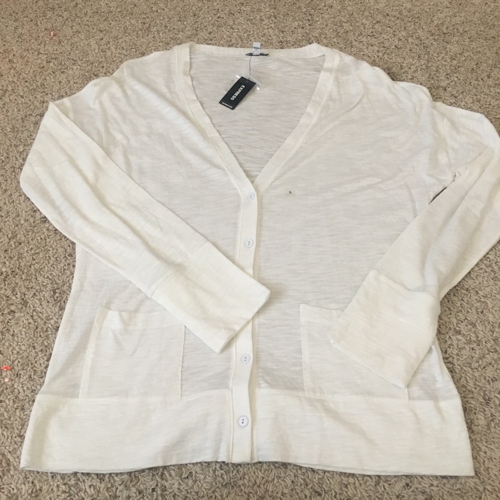 Express White cardigan NWT